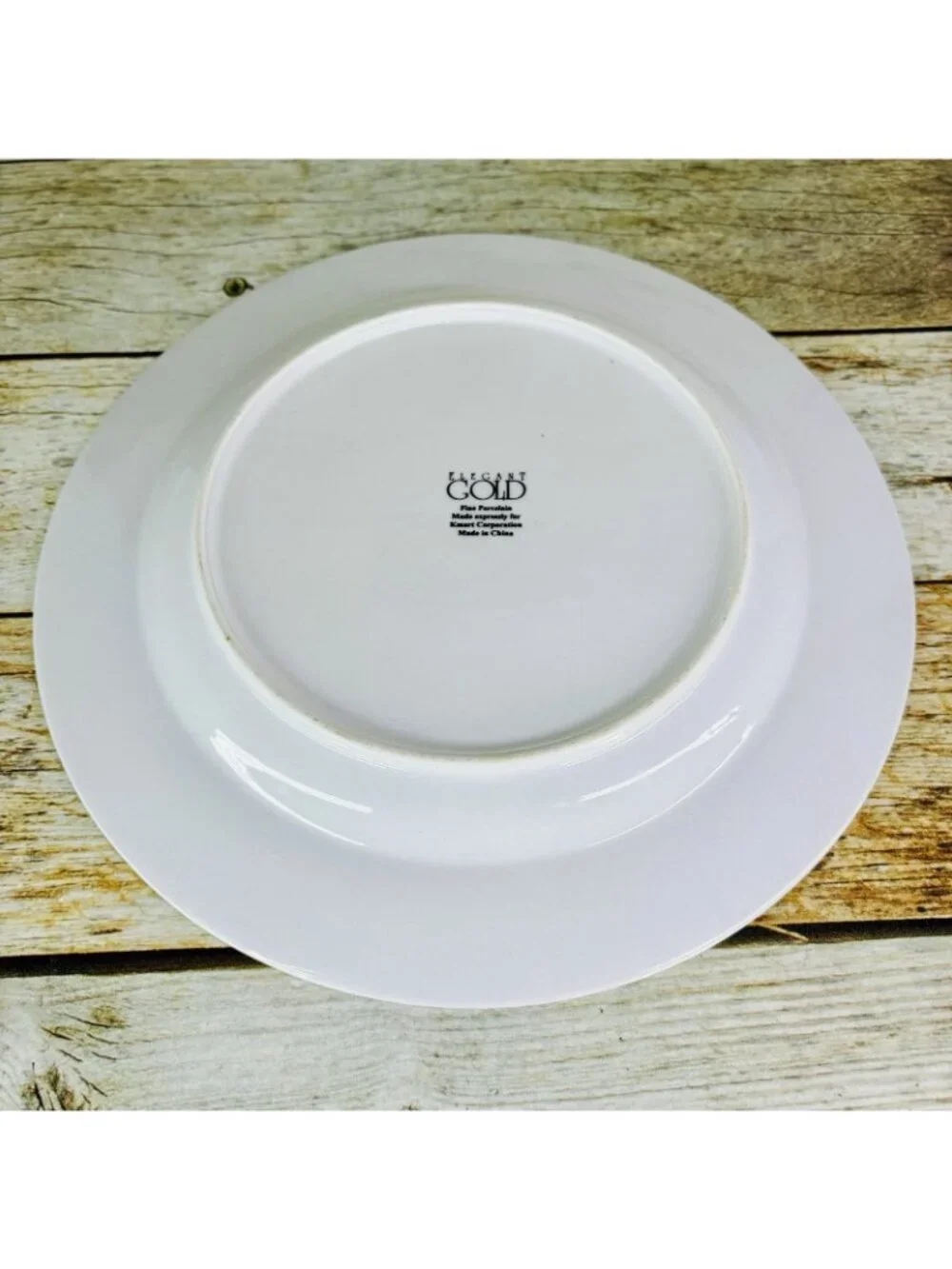 Vintage Kmart ELEGANT GOLD White Gold Trim Rim Porcelain Dinner Plates Set of 2